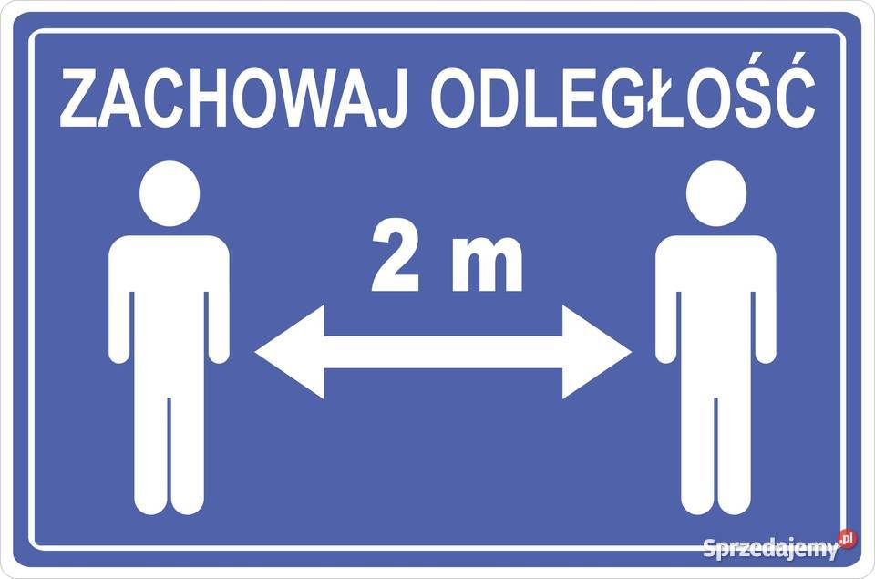 Naklejka zachowaj odległość 30x20 witryna szyba małopolskie Kamionna