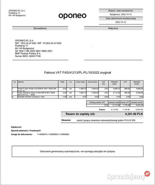 Zimowe R19 run flat Pirelli 24540 27535 Działdowo sprzedam