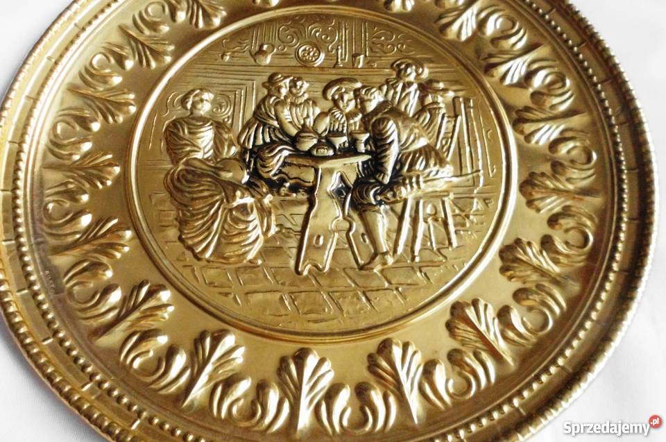 Ładne miedziany talerz z motywem Średniowiecznej mazowieckie Warszawa