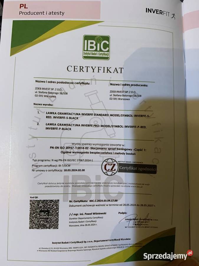 Ławka do ćwiczeń InverfitSRed Sprzęt do ćwiczeń Kraków