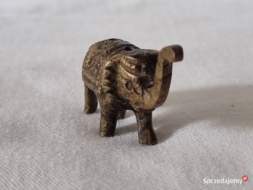 Maleńki mosiężny słonik podstawka pod trociczki Warszawa
