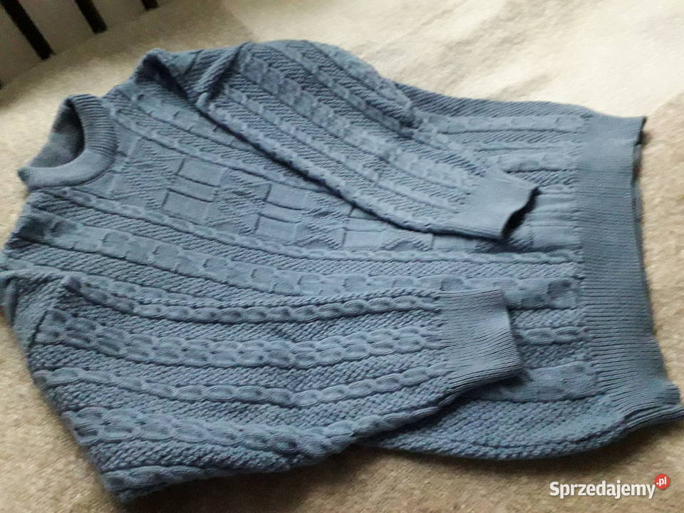 Sweter damski półgolf niebieski dymny długi Nidzica sprzedam