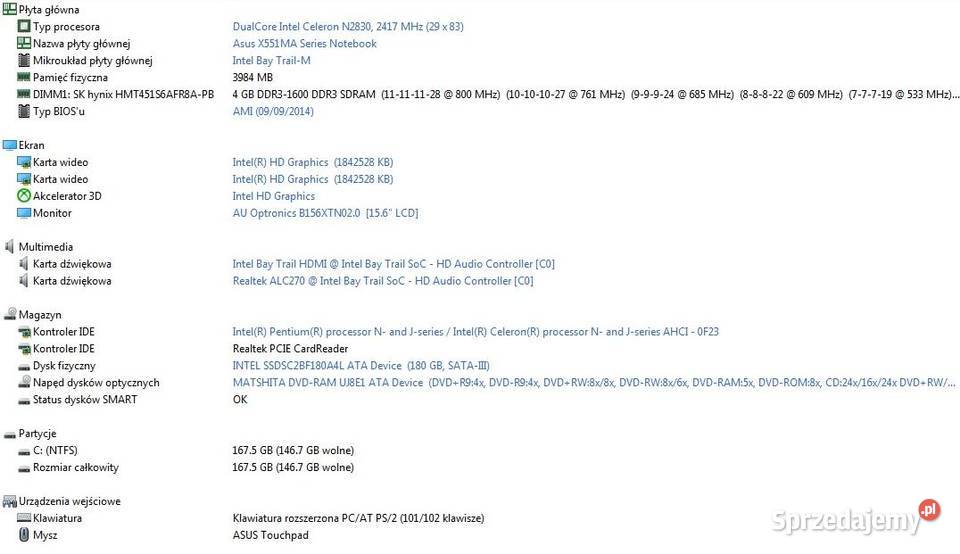 Laptop Asus X551M sprawny i kompletny z drobnymi zachodniopomorskie Szczecin sprzedam