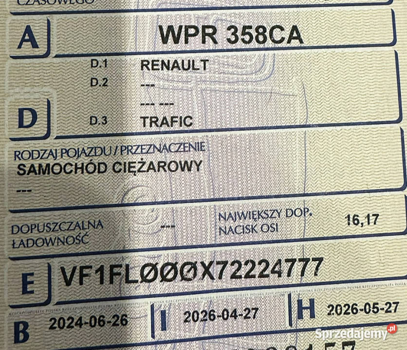 Renault Trafic 130 3osobowy FV23 LED Tempomat Sokołów