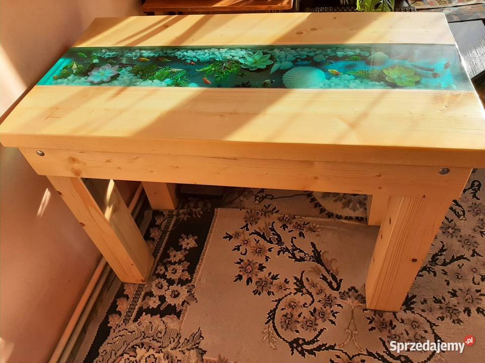Stół z żywicy epoksydowej akwarium rybki Stary Sącz