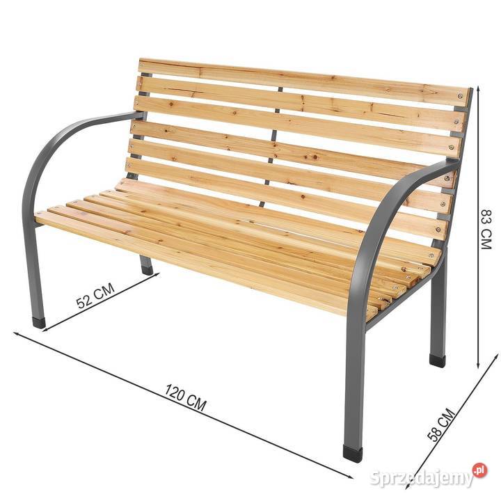 Ławka ogrodowa 120 z oparciem parkowa drewniana Poznań