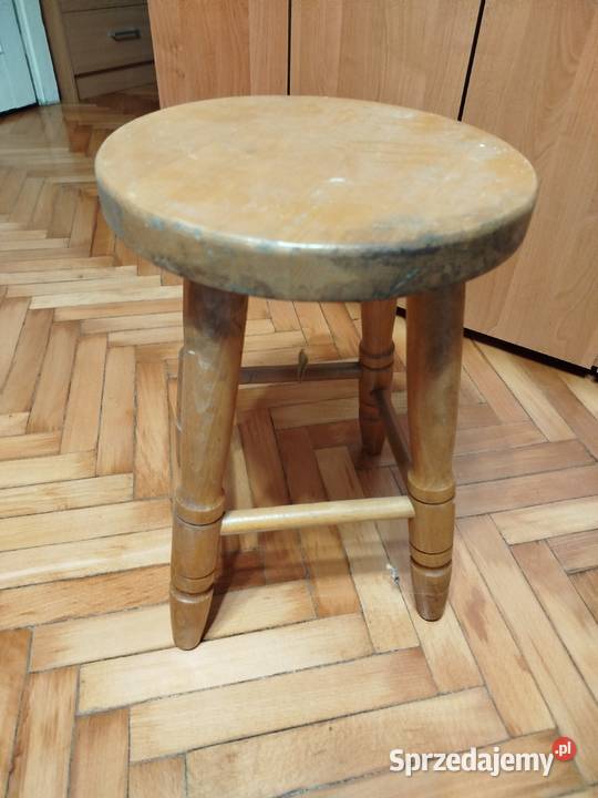 Taboret z prawdziwego drewna 46 wysokości 31 Krzesła Kraków sprzedam
