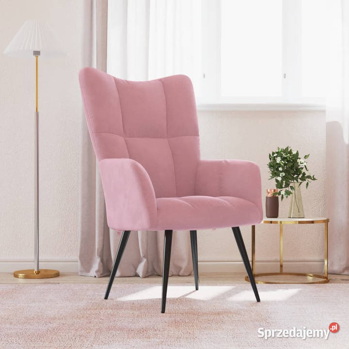 Fotel różowy obity aksamitem WM328077 Warszawa