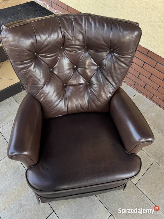 Fotel relaks skórzany bujany rozkładany pod nogi mazowieckie Garwolin