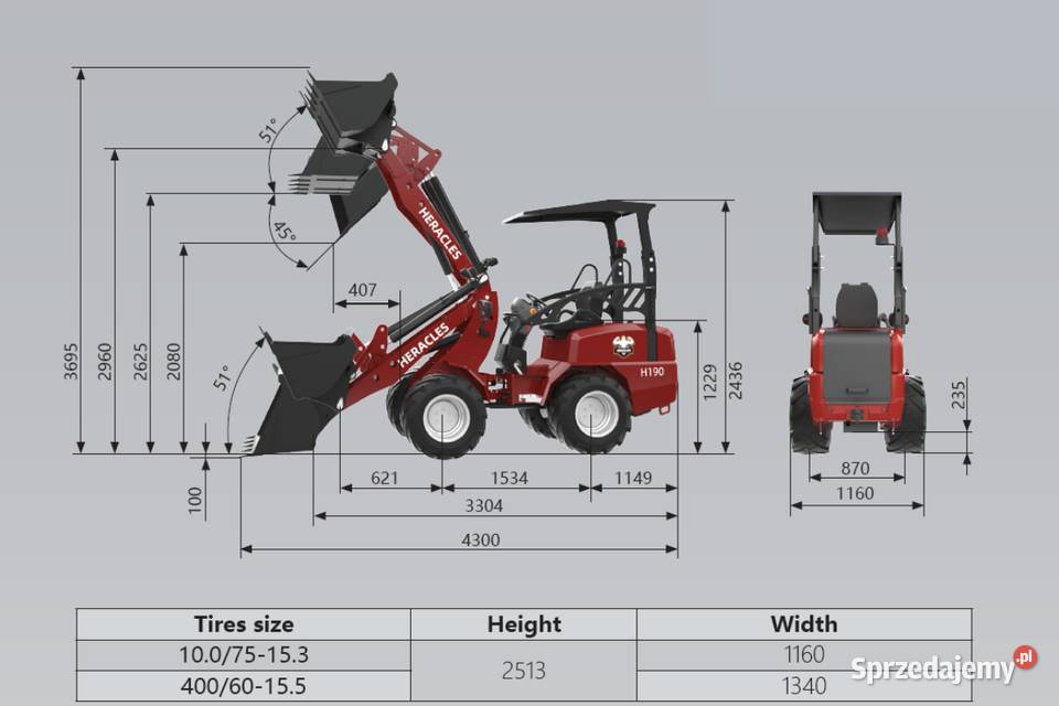 Ładowarka kołowa HERACLES H190 1000 udźwigu