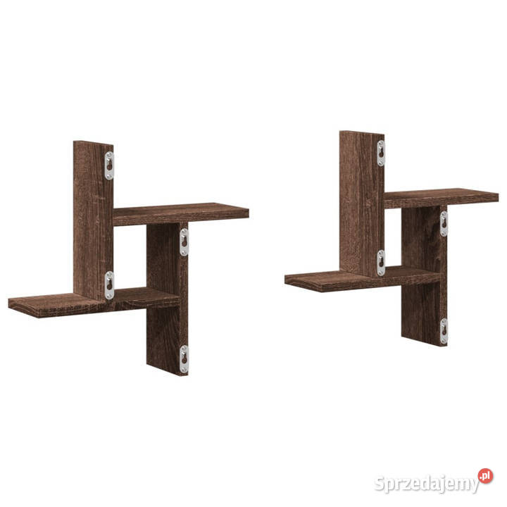 Półki ścienne 2 brązowy dąb 38x12x38 WM853251 sprzedam
