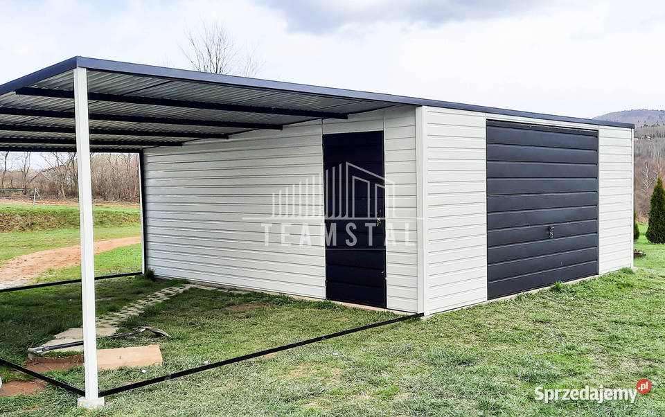 GARAŻ BLASZANY 6m x 6m wiata spad tył Brama samodzielny Wieliczka