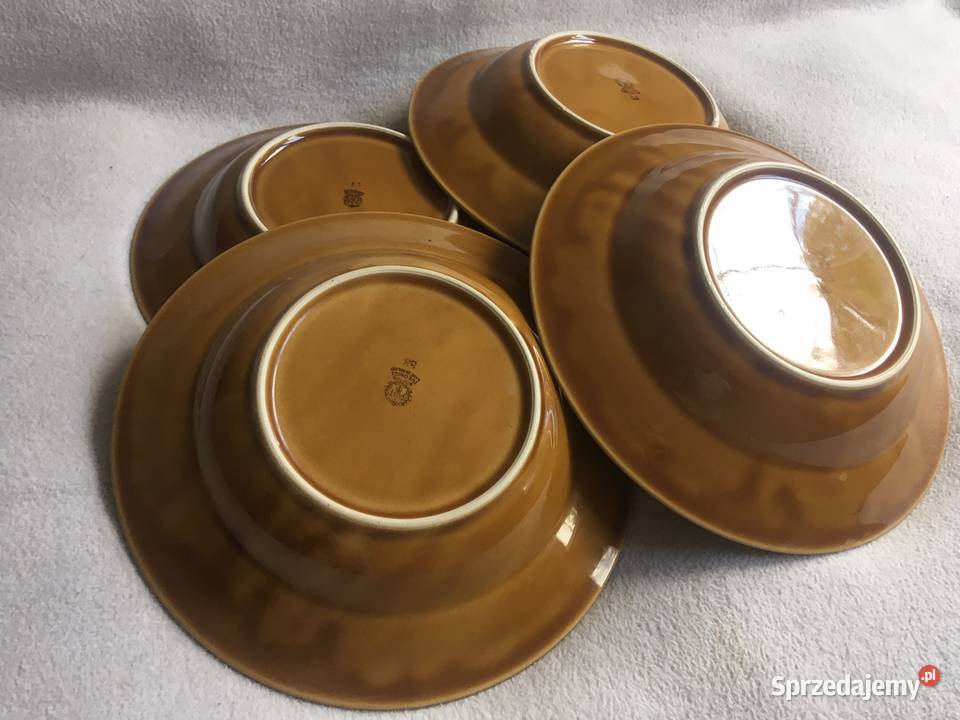 Stare talerze głębokie PRL ceramika kamionka zachodniopomorskie Kołobrzeg
