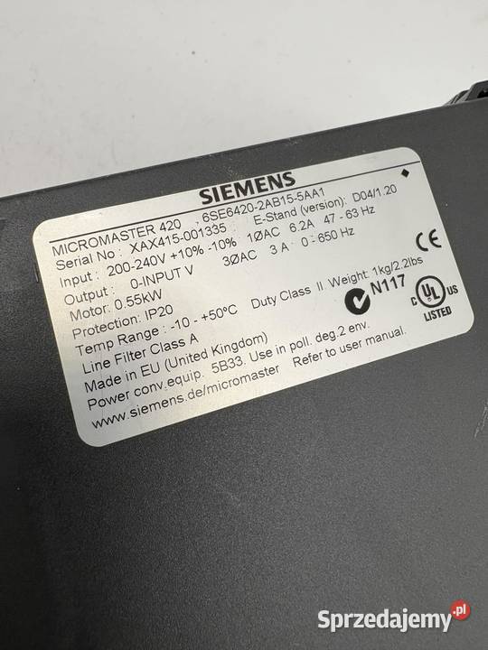 Siemens Micromaster 420 6SE64202AB155AA1 Warszawa sprzedam
