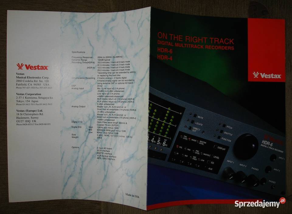 Vestax HDR46 brochure broszura informacyjna Kępice