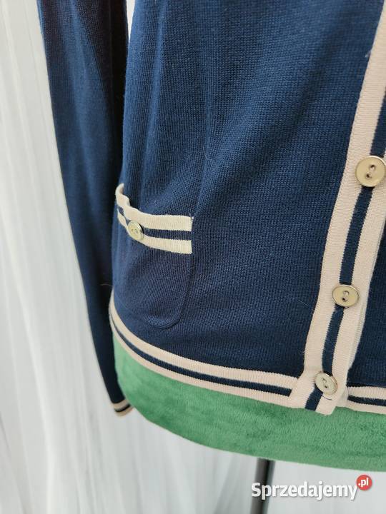 Prosty elegancki sweter kardigan L 40 M 38 niebieski Swetry i golfy