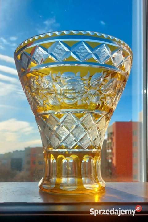 Piękny duży wazon kryształowy PRL Wrocław sprzedam