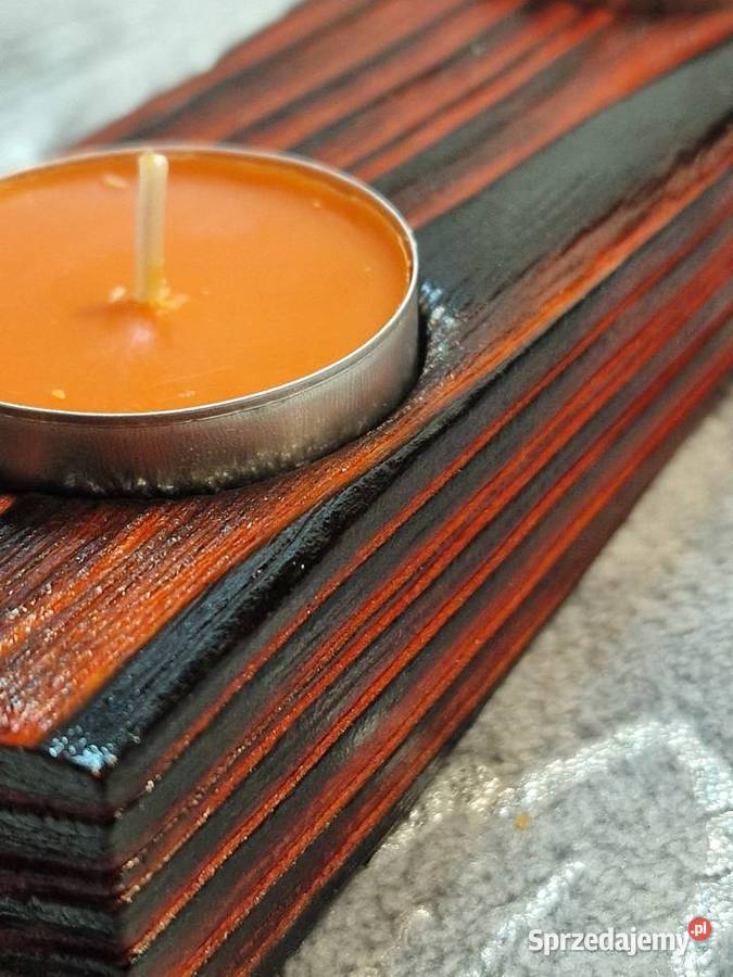 Świecznik świerkowy Shou Sugi Ban głęboka Sępopol