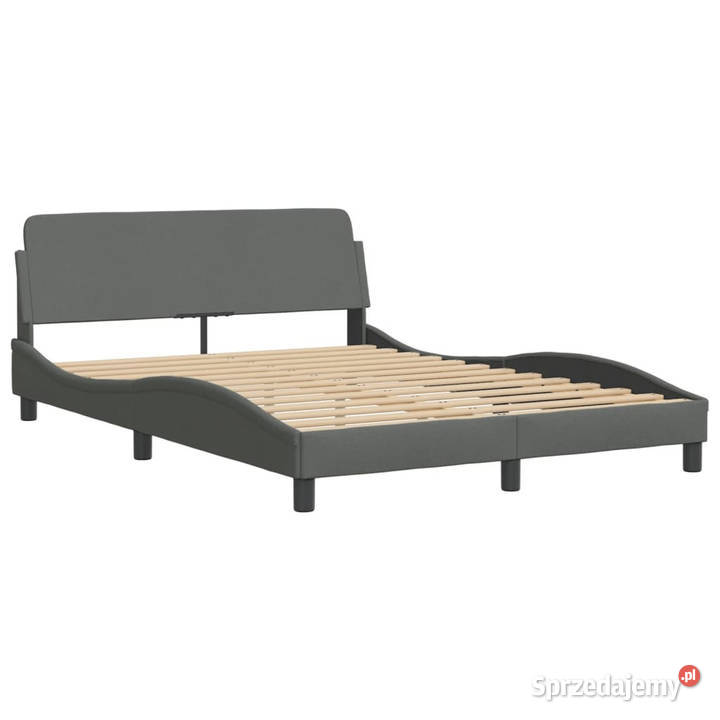 Łóżko z materacem ciemnoszare obite tkaniną 74cm sprzedam