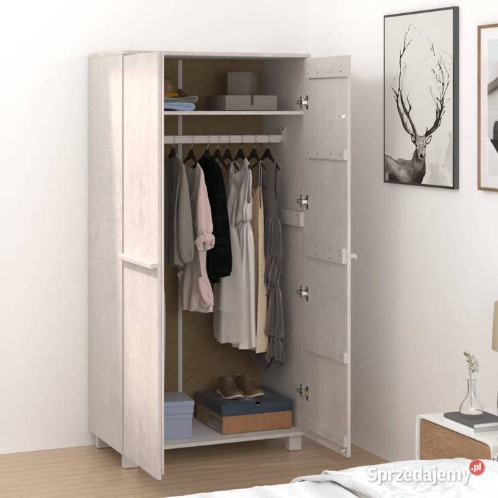 Szafa HAMAR biała 89x50x180 lite drewno sosnowe Szafy i garderoby