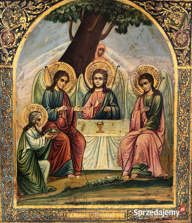 Ikona Święta Trójca Starego Testamentu XIX wiek sprzedam
