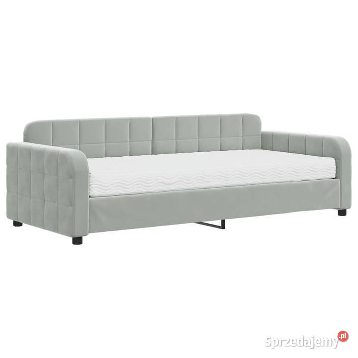 Sofa z materacem do spania jasnoszara aksamit Łóżka mazowieckie Warszawa