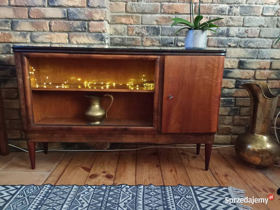 Komoda lata 50te retro czarna szyba gora