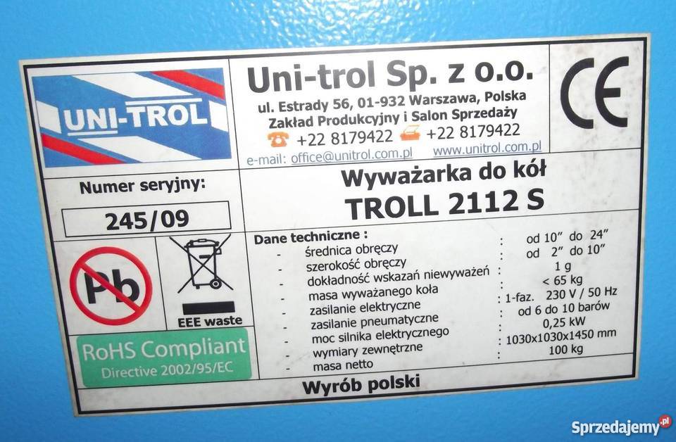 UNITROL MONTAŻOWNICA JANKA K WYWAŻARKA 2112S sprzedam