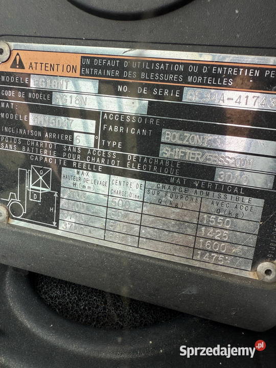 wózek widłowy MITSUBISHI FG18NT 1800 Triplex Działoszyn