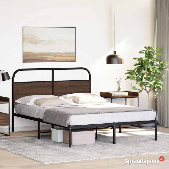 Łóżko bez materaca brązowy dąb 135x190 WM4100306 100cm