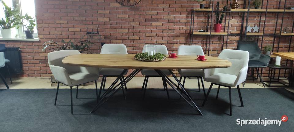 stół lity dąb owalny krawędź zacięta 240x100 76cm Stoły śląskie Zimnowoda