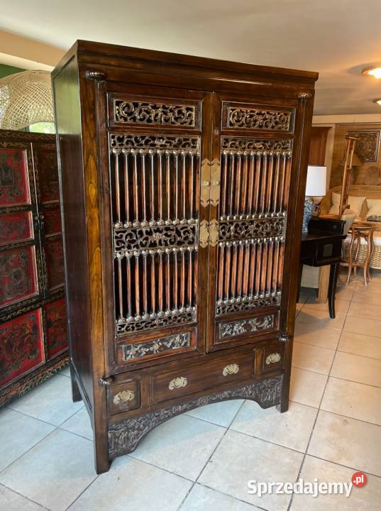 Orientalna ręcznie rzeźbiona szafa masywna Szafy i garderoby Raszyn