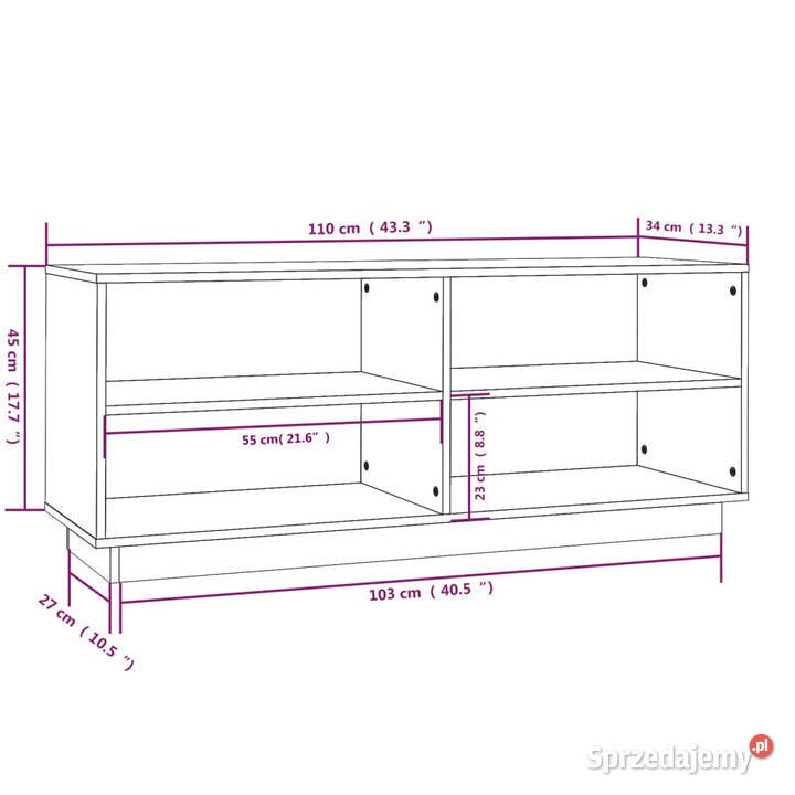 Szafka na buty szara 110x34x45 lite drewno Warszawa