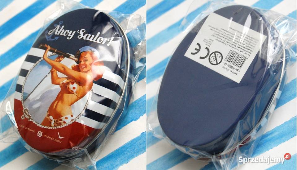 Mała owalna puszka pin up girl housewife retro lubelskie Lublin sprzedam