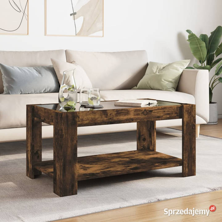 Stolik kawowy z LED opalany dąb 93x53x45 Stoły mazowieckie Warszawa