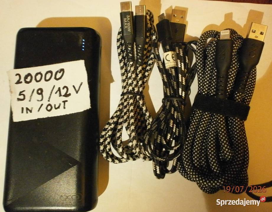 Szybki Powerbank 20000 mAh 1820W 3 Różne USB i 3 Kraków