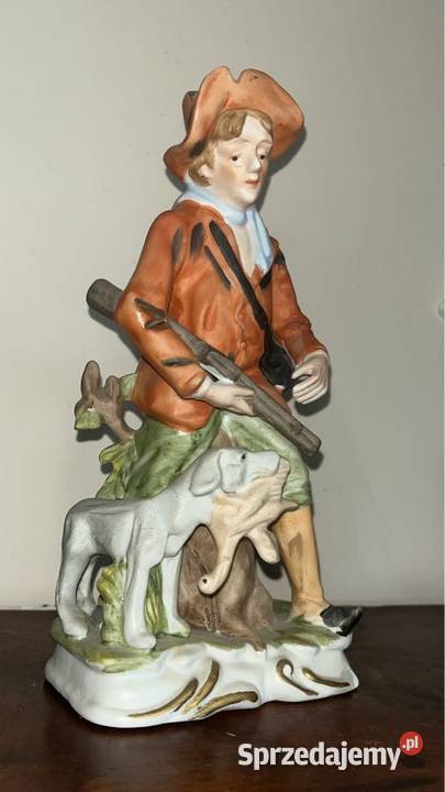 Figurka myśliwego z psem Bez sygnatury Piękna Gdańsk