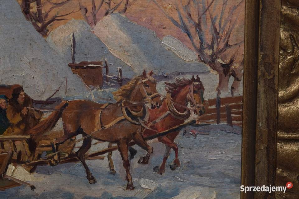 Juliusz Słabiak Wieś w Czasie Zimy Polski Stary małopolskie Kraków