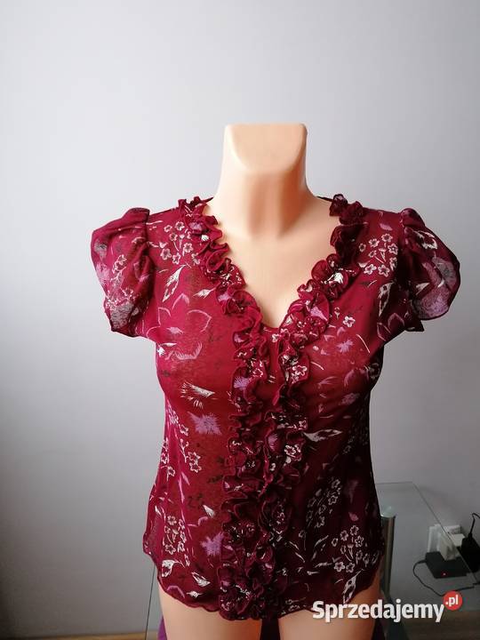 NOWA WIŚNIOWA BLUZKA Z SIATECZKI RXL Bluzki i koszule Łódź