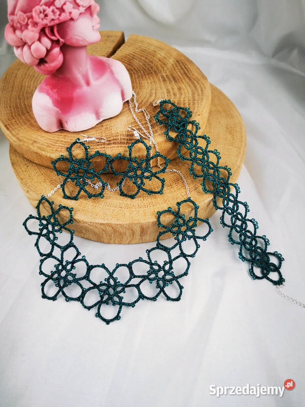 Komplet biżuterii frywolitka Zegarki i Biżuteria Wiśniowa