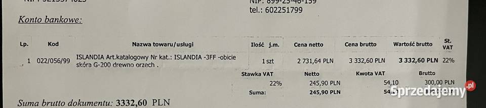 Sofa 3osobowa z funkcją spania skóra naturalna Meble Wrocław
