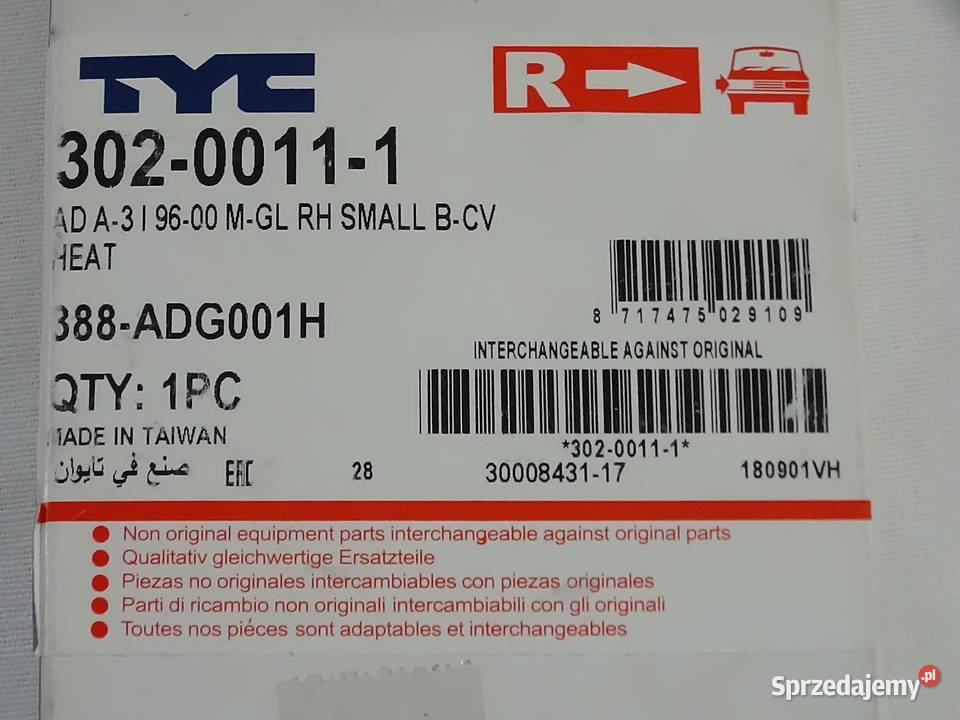 Szkło lusterka zewnętrzne AUDI TYC ogrzewane