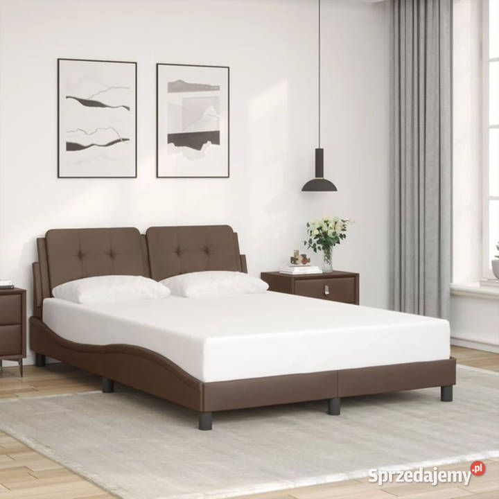 Rama łóżka z LED brązowa sztuczna skóra 120x200 Warszawa