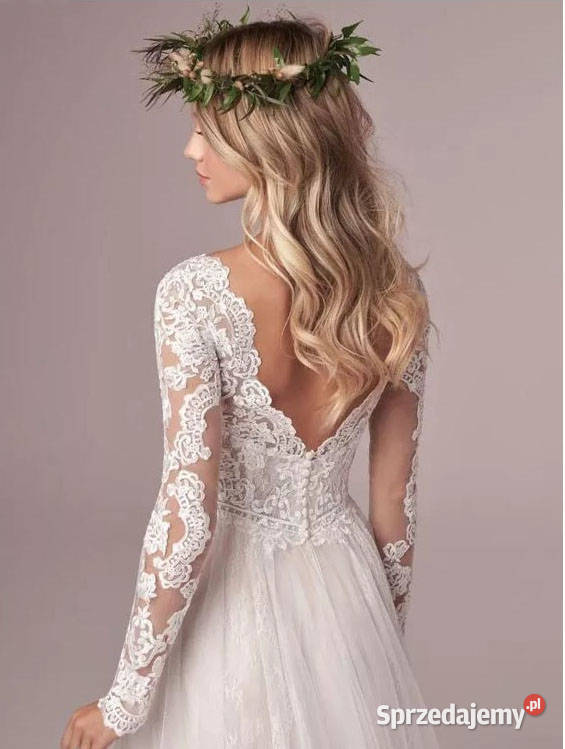 Suknia ślubna liniaA rękawy 36 S 38 M 40 44 48 Jelenia Góra