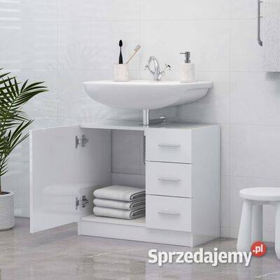 Szafka pod umywalkę biała wysoki połysk 63x30x54 Warszawa