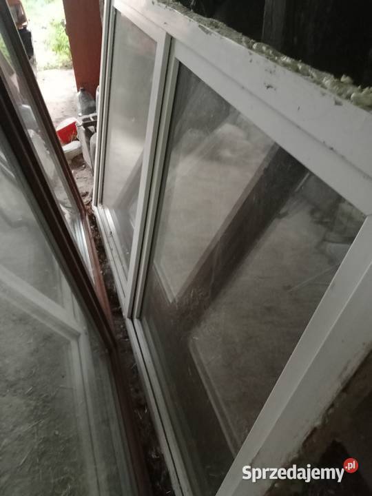 Okno PCV plastikowe dwuskrzydłowe białe brązowe Czernikówko sprzedam