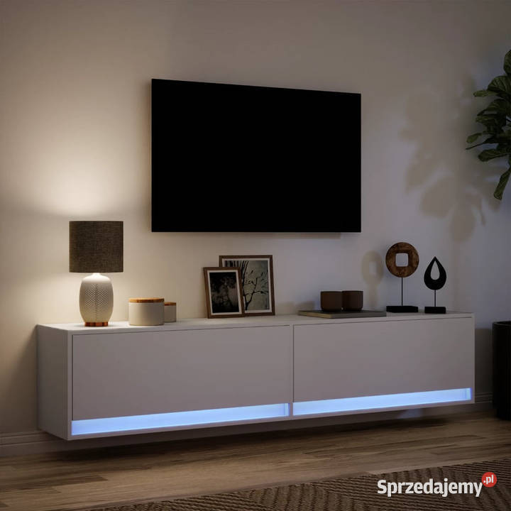 Ścienna szafka pod TV z LED biała 180x31x38 Warszawa