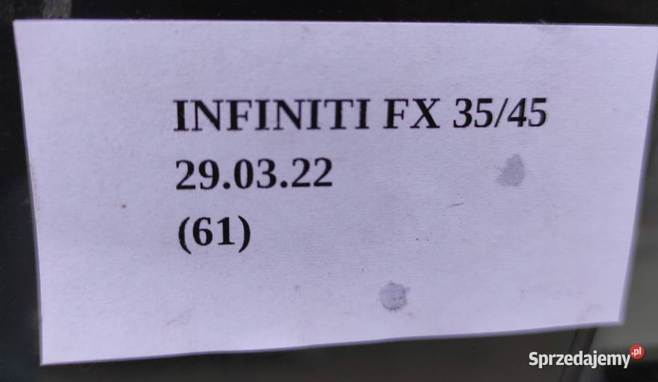 SZYBA BOCZNA DRZWI LEWY TYŁ INFINITI FX35 FX45 szyby Nowy Tomyśl