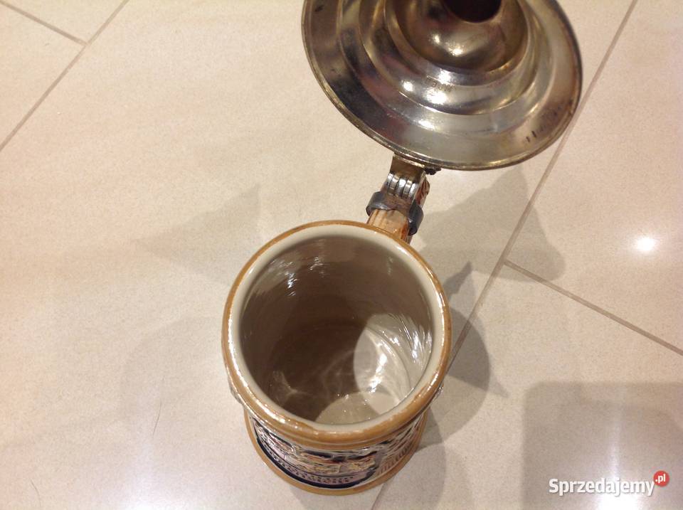 Stary Kufel do piwa Ceramiczny z Cynową Klapką lubuskie Nowa Sól sprzedam