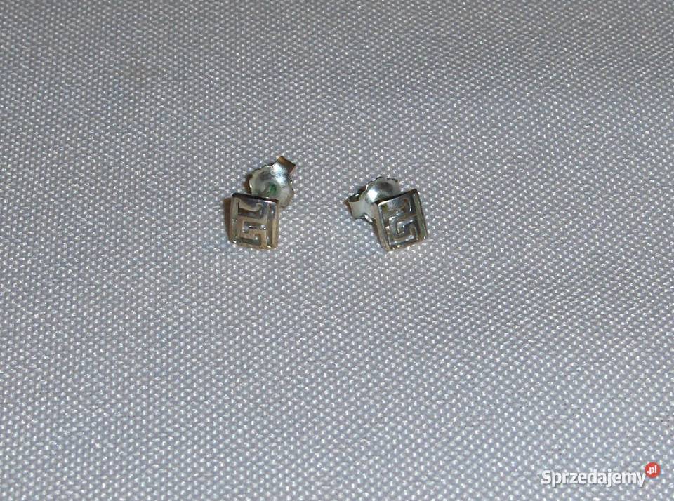 Srebrne kolczykiwkręty z greckim motywem Łódź